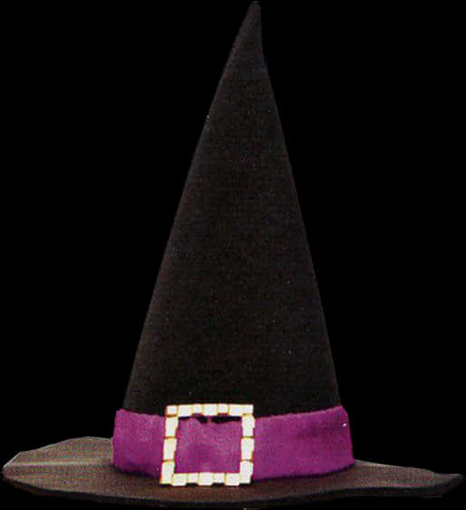 Classic Witch Hatwith Purple Band PNG