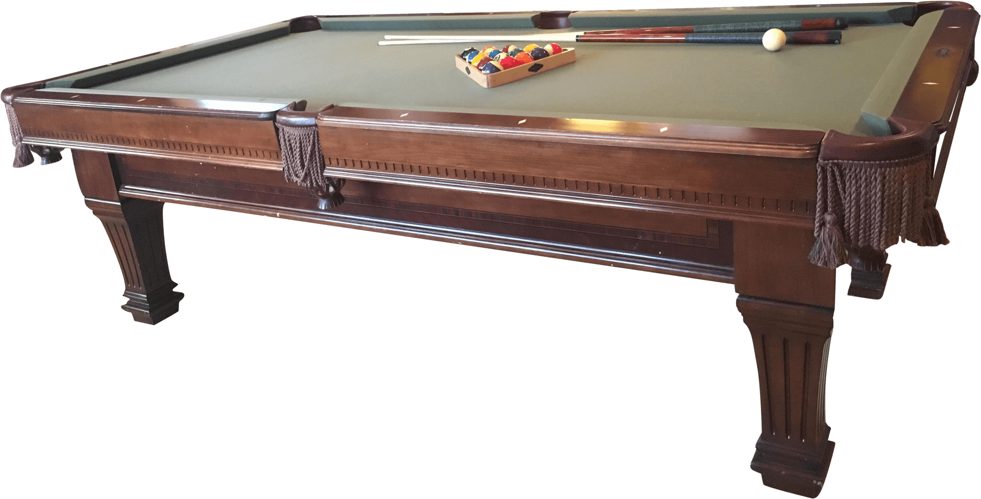 Classic Wooden Pool Table Setup PNG