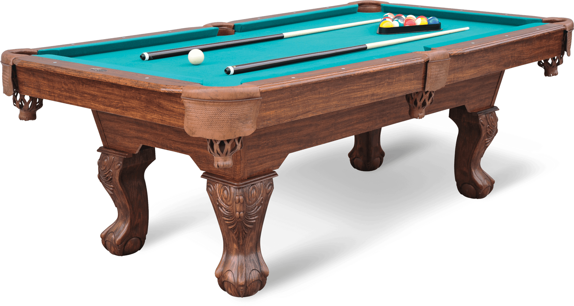 Classic Wooden Pool Table Setup PNG