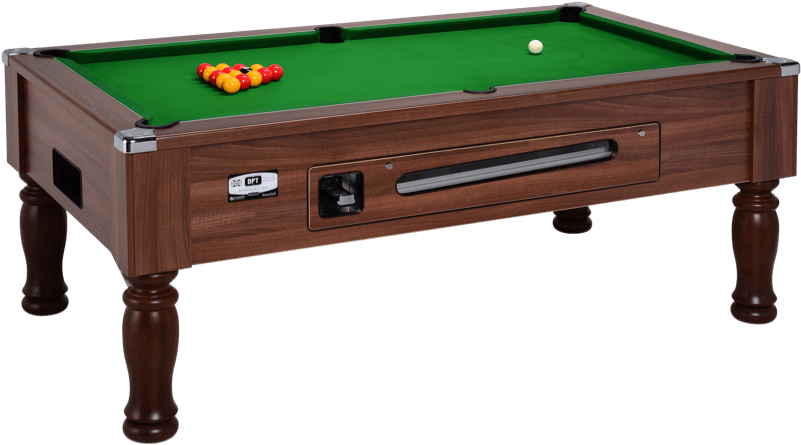 Classic Wooden Pool Table With Green Felt PNG