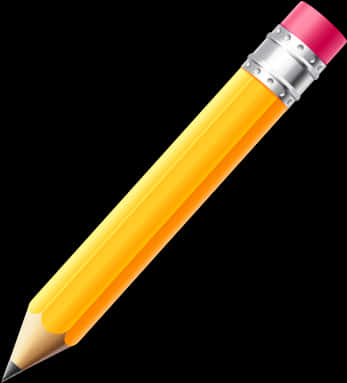 Classic Yellow Pencil Black Background PNG