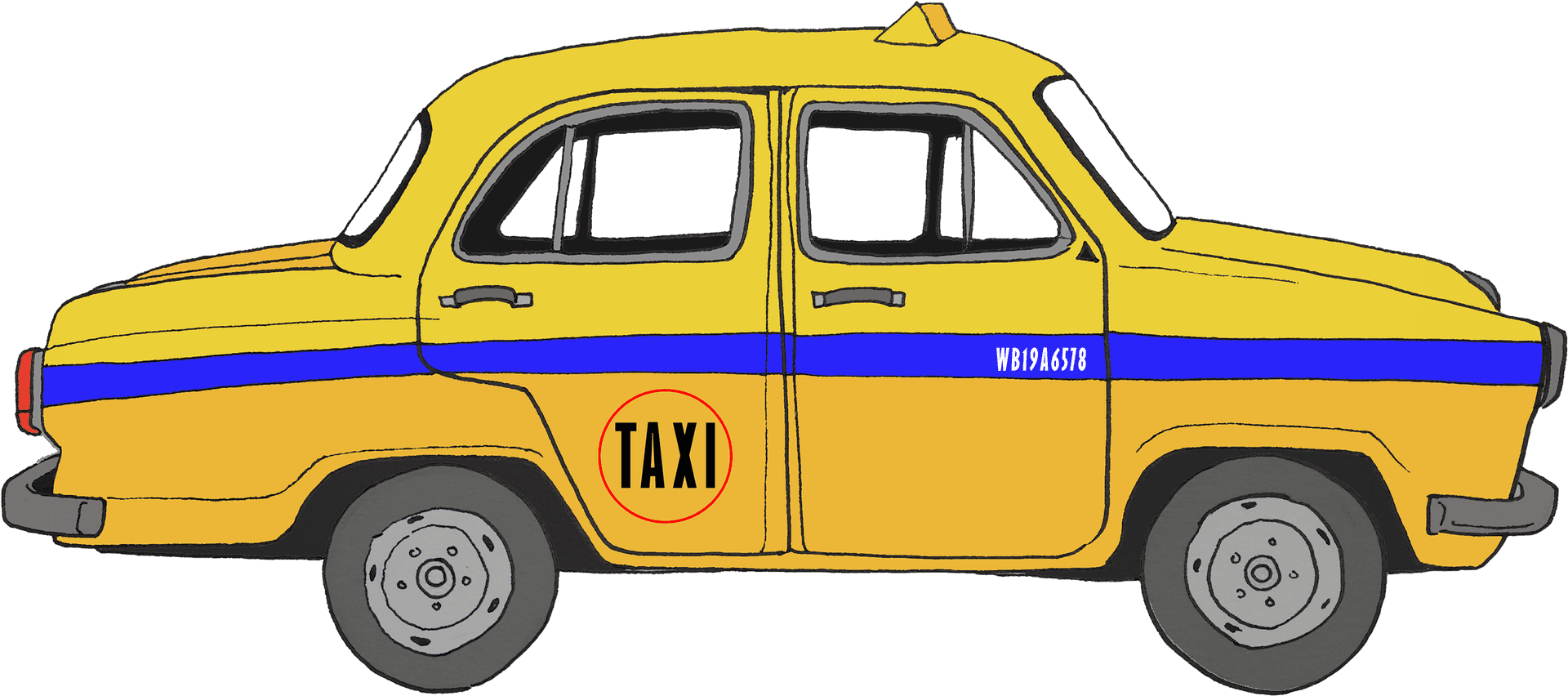 Classic Yellow Taxi Illustration PNG