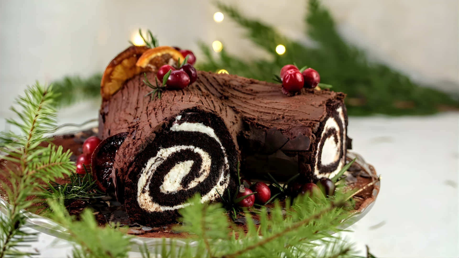 Classic Yule Log Cake Wallpaper
