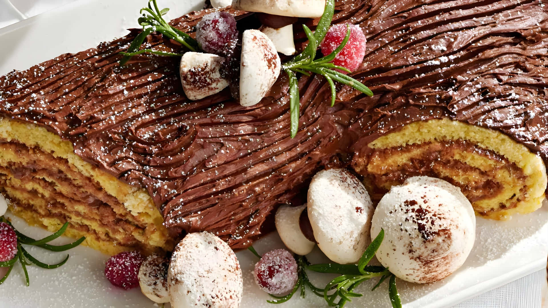 Classic Yule Log Cake Wallpaper