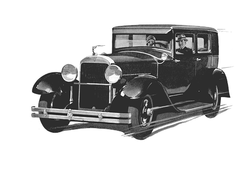 Classic1930s Automobile Blackand White PNG