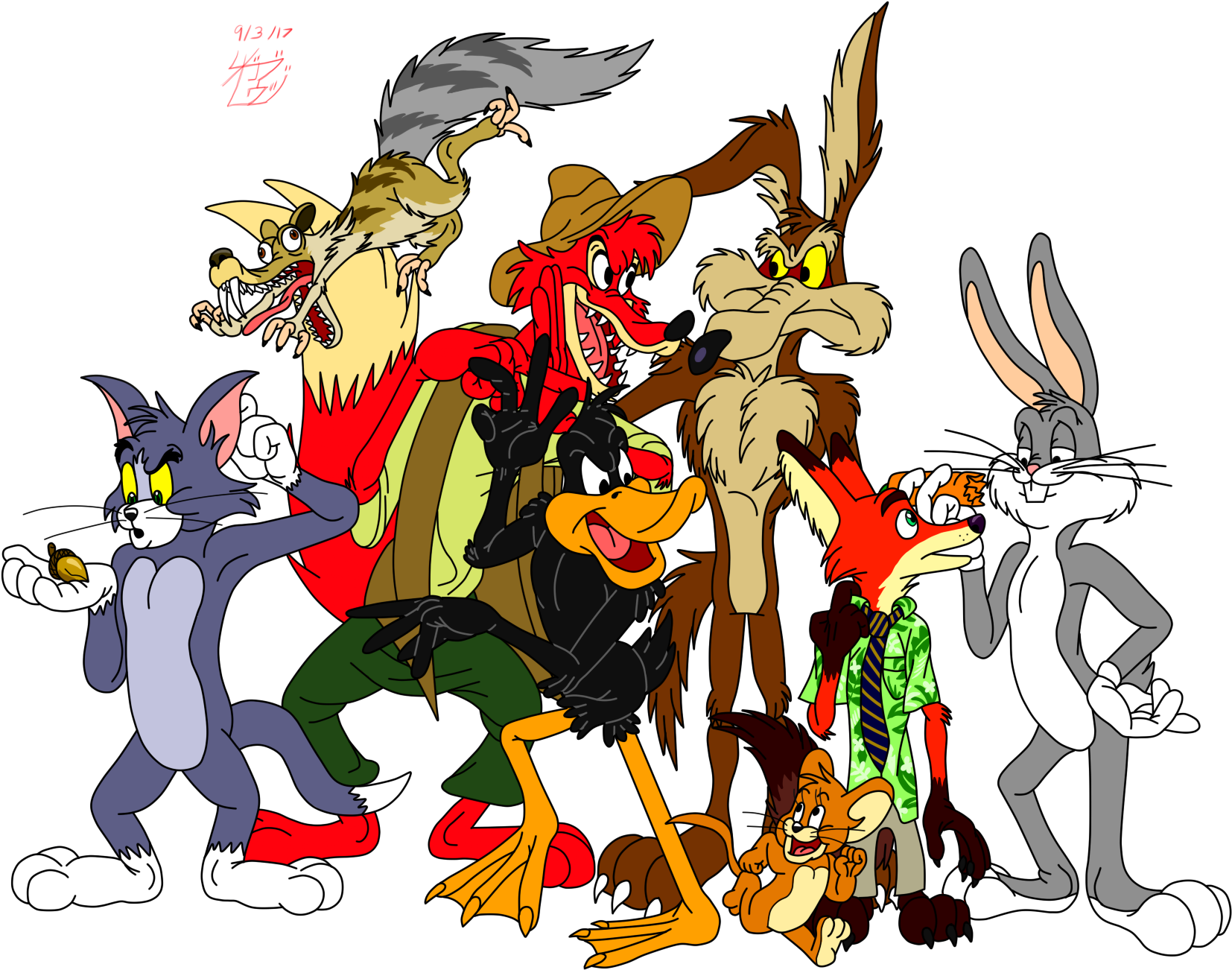 Classic_ Cartoon_ Characters_ Group PNG