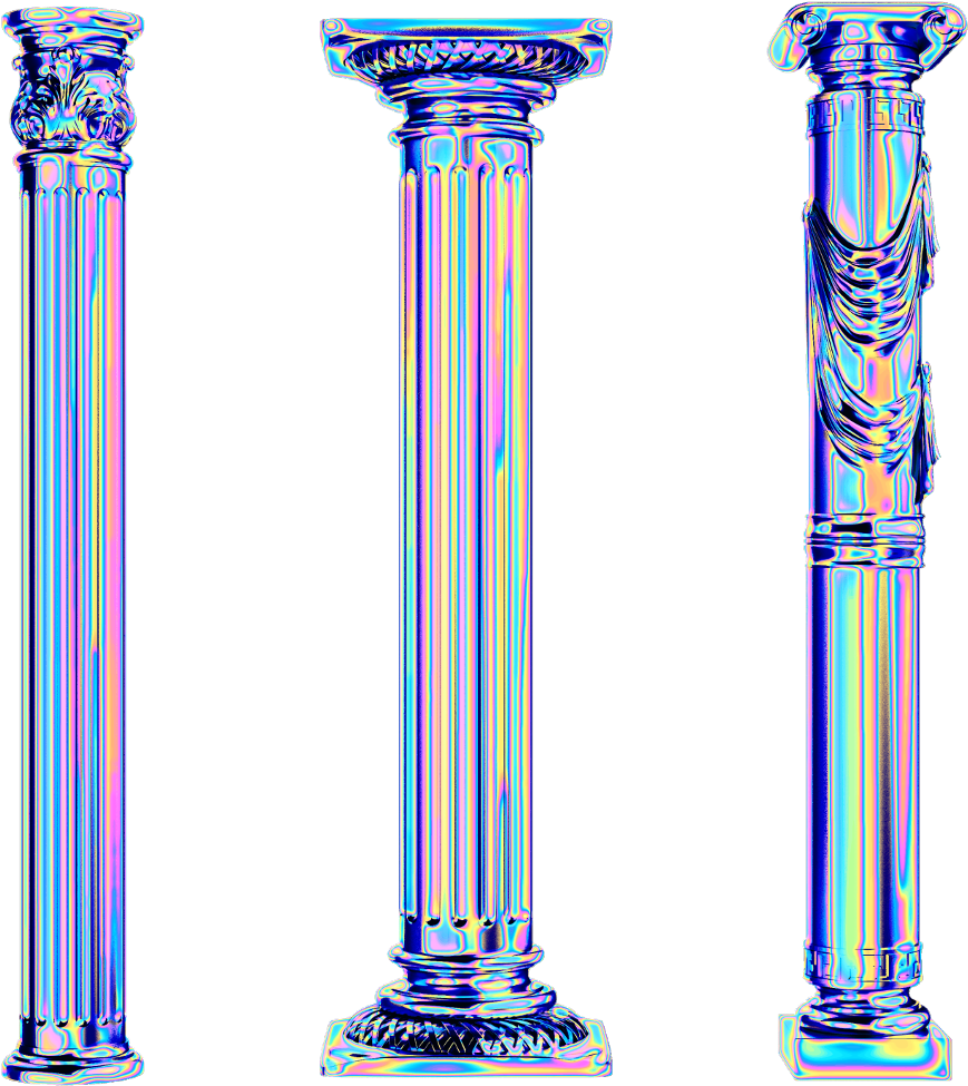 Classical Architectural Columns Glitch Art PNG