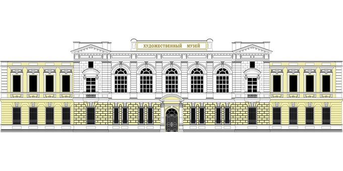 Classical Architecture Facade Drawing PNG