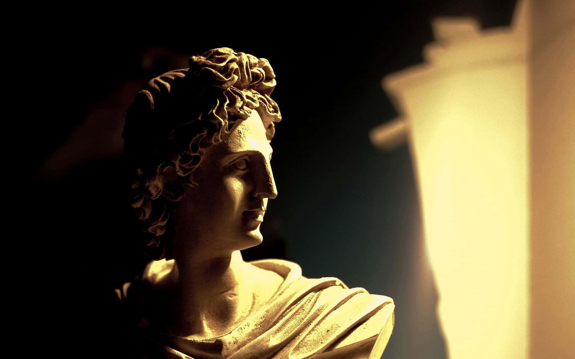 Classical Statue Profile Dramatic Lighting Wallpaper