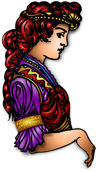 Classical Woman Profile Illustration PNG