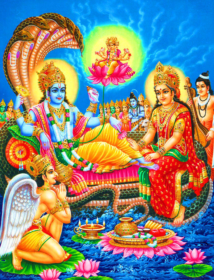 Classically Painted All Hindu Gods Art Wallpaper