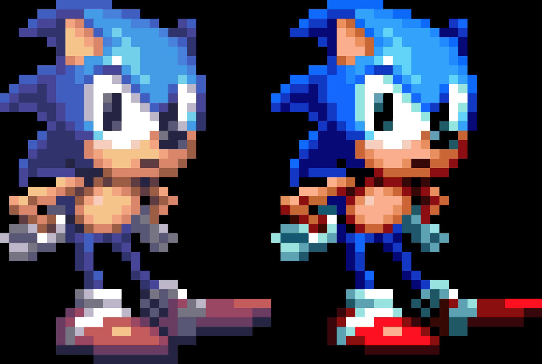 Classicvs Modern Sonic Pixel Art PNG