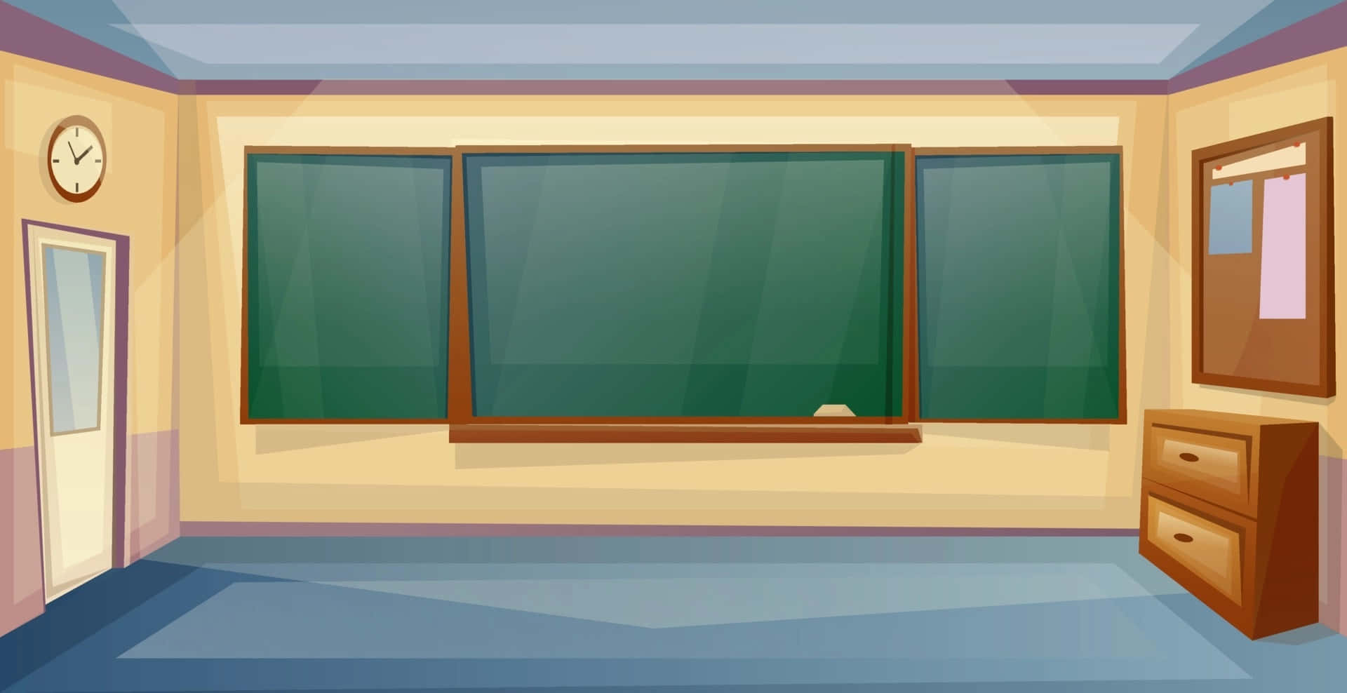 Classroom With Clean Chalkboards Background