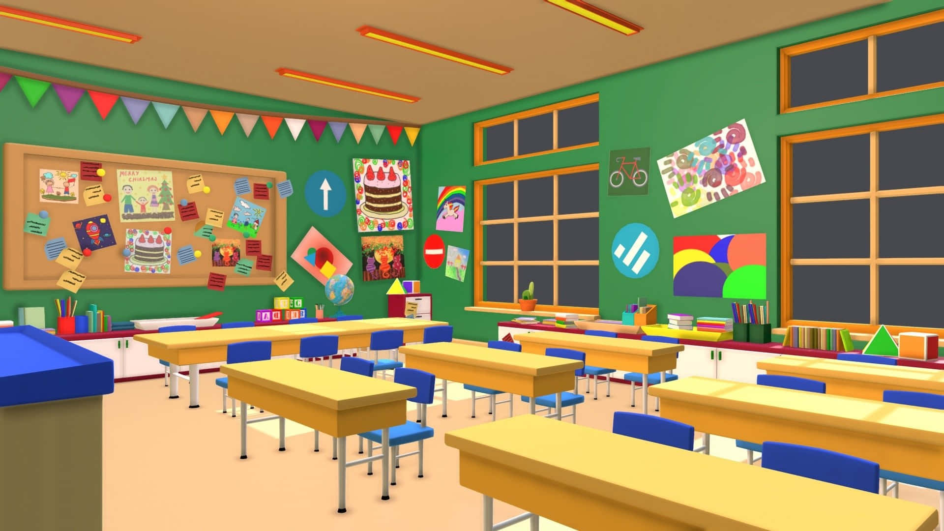3d Empty Art Classroom Background