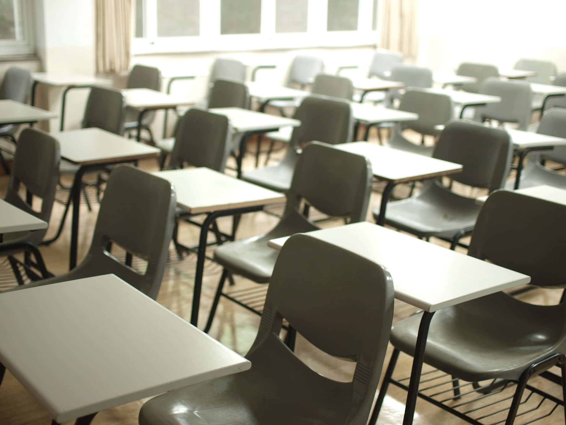 White Tables And Grey Chairs Classroom Background