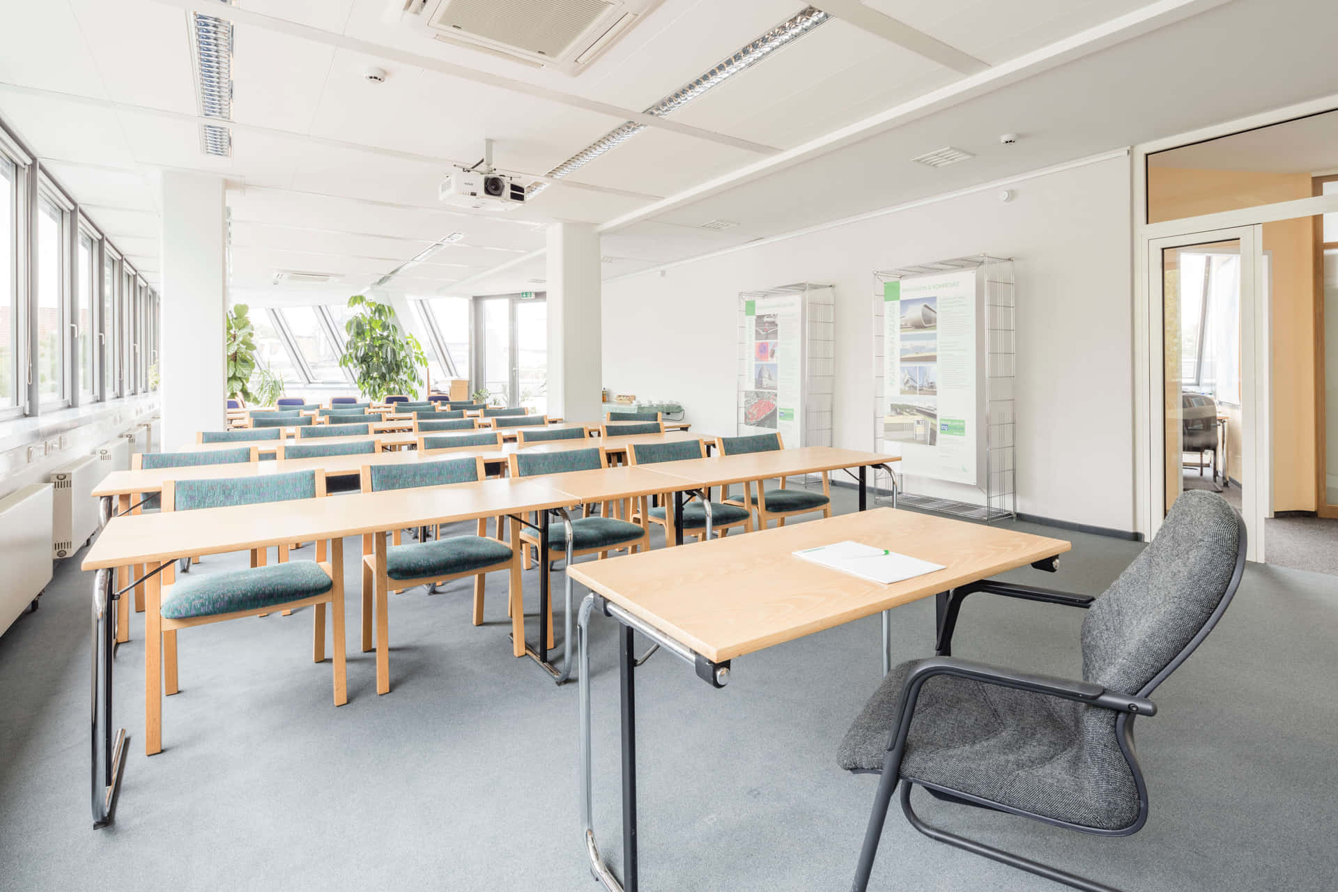 Classroom With Nordic Tables And Chairs Background