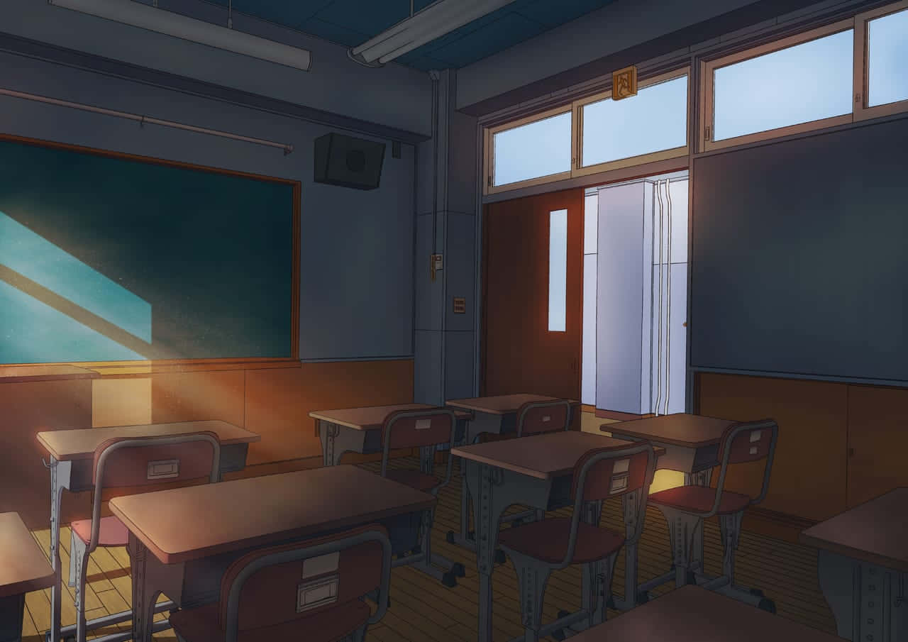 Animated Empty Dim Classroom Background
