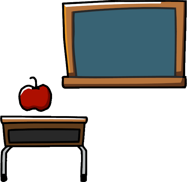 Classroom Blackboardand Deskwith Apple PNG