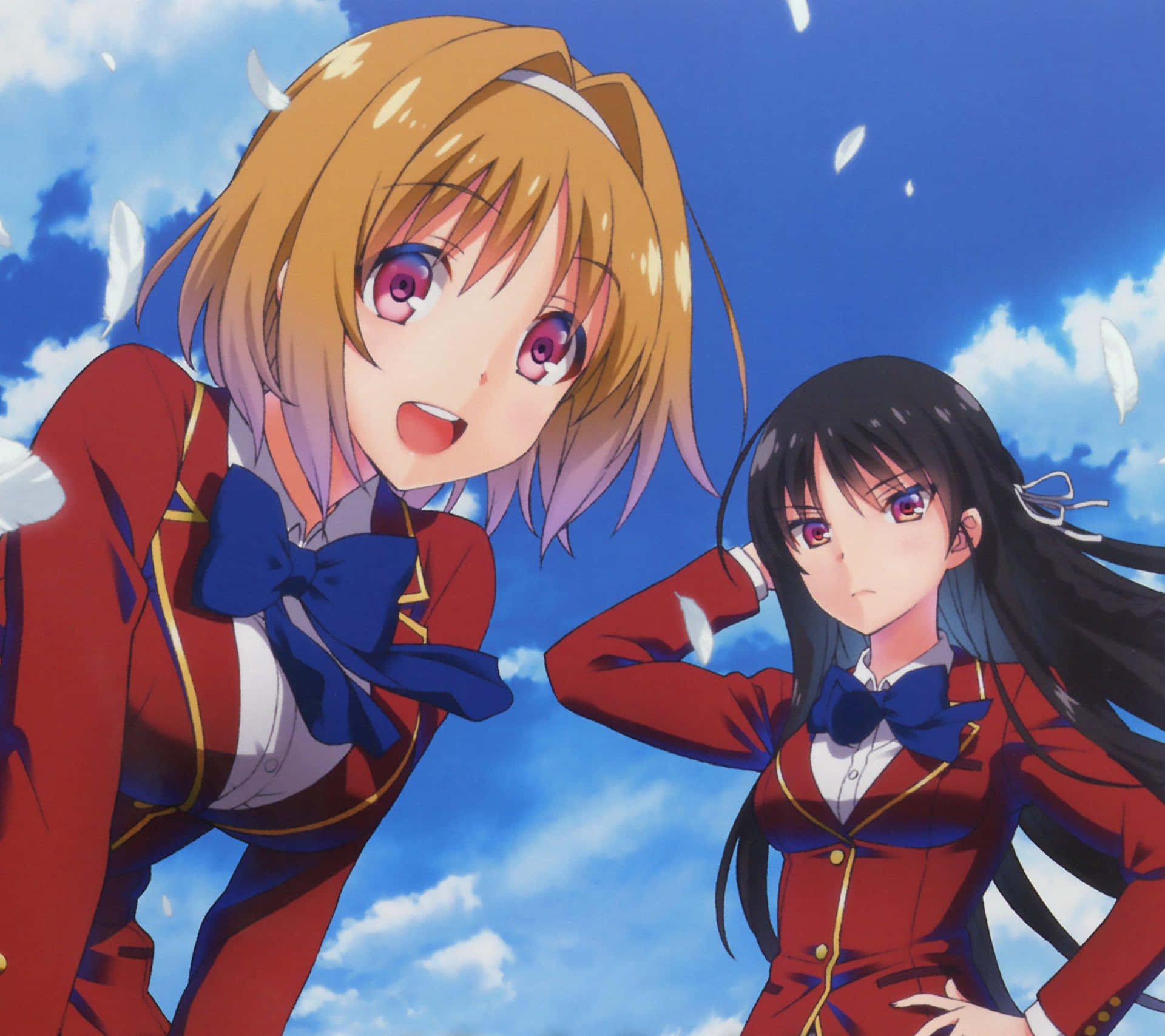 Classroom Of The Elite Anime Characters Sky Backdrop Wallpaper