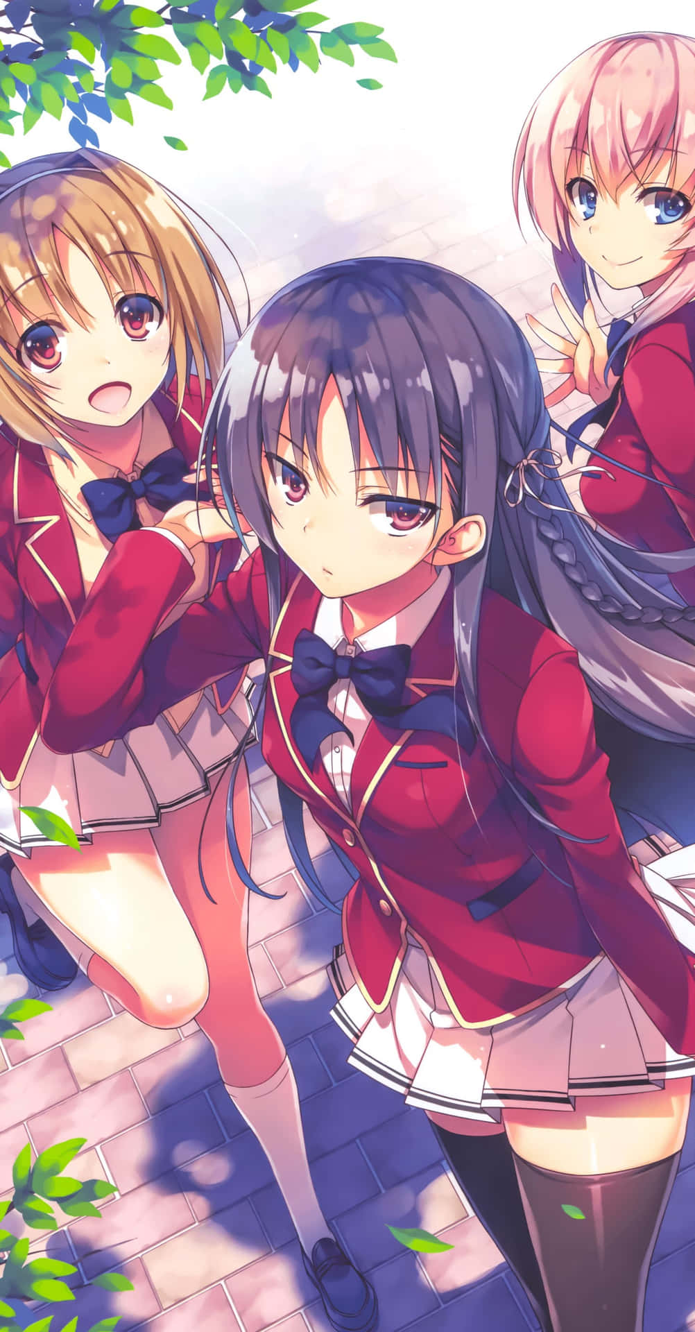 Classroom Of The Elite_ Girls In Red Uniforms Wallpaper