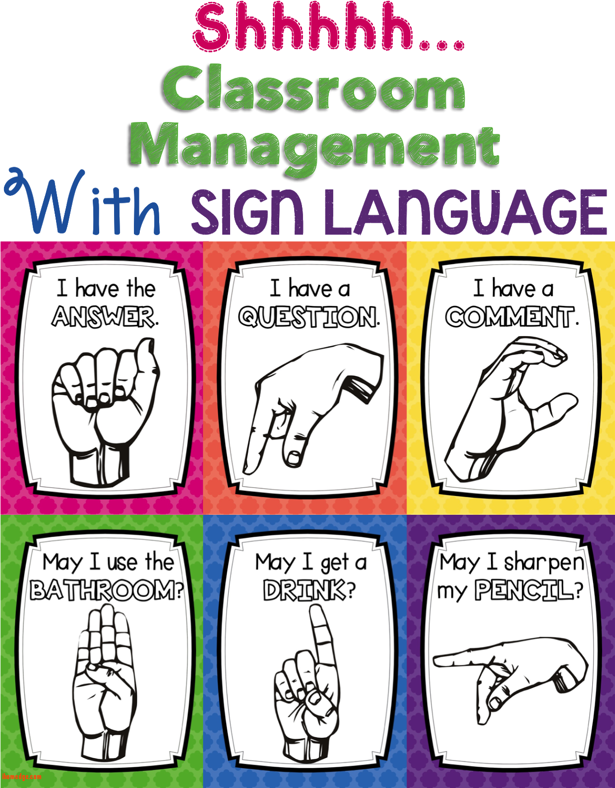 Classroom Sign Language Management Chart PNG