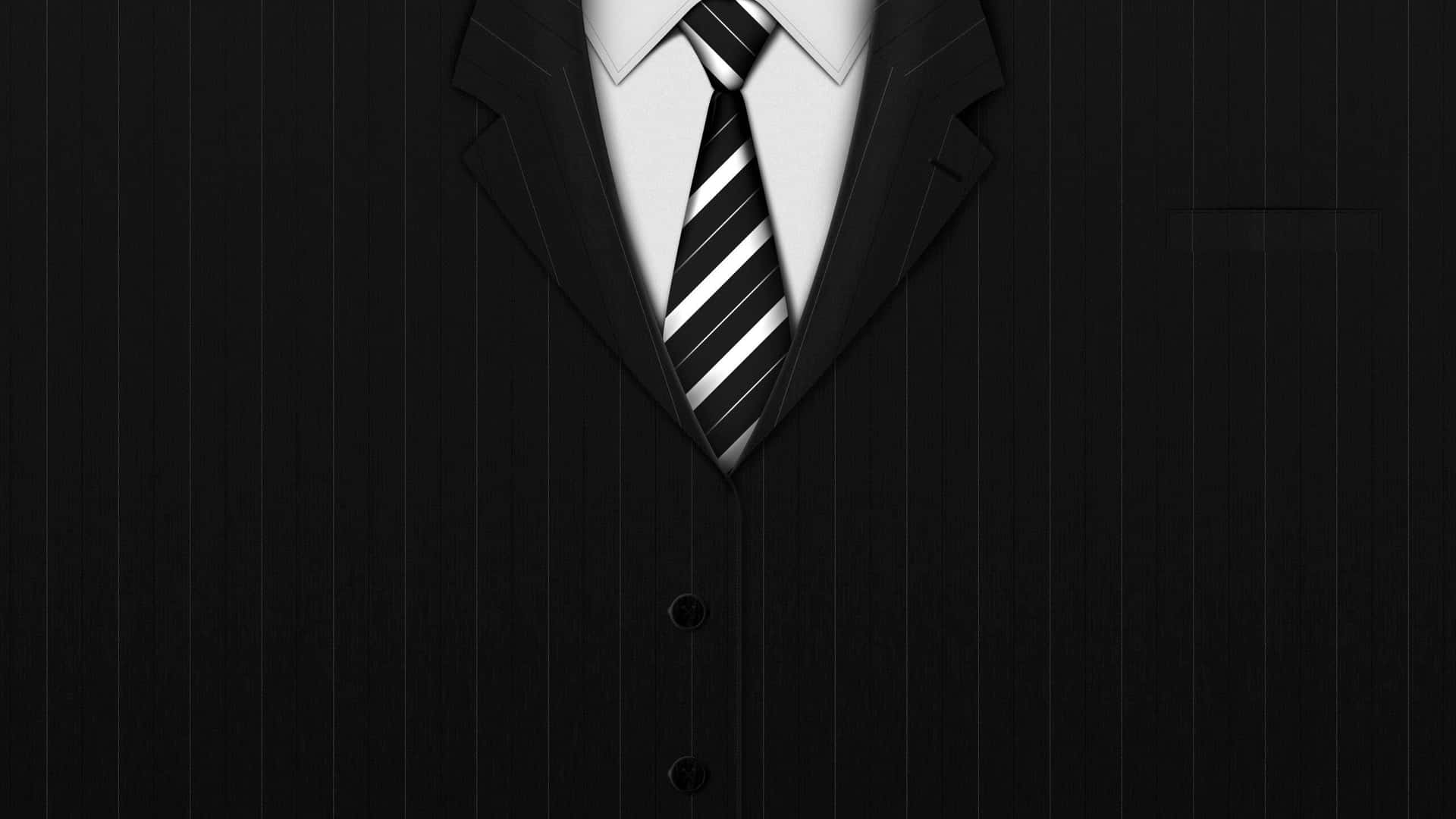 Unabito Nero Con Una Cravatta Bianca