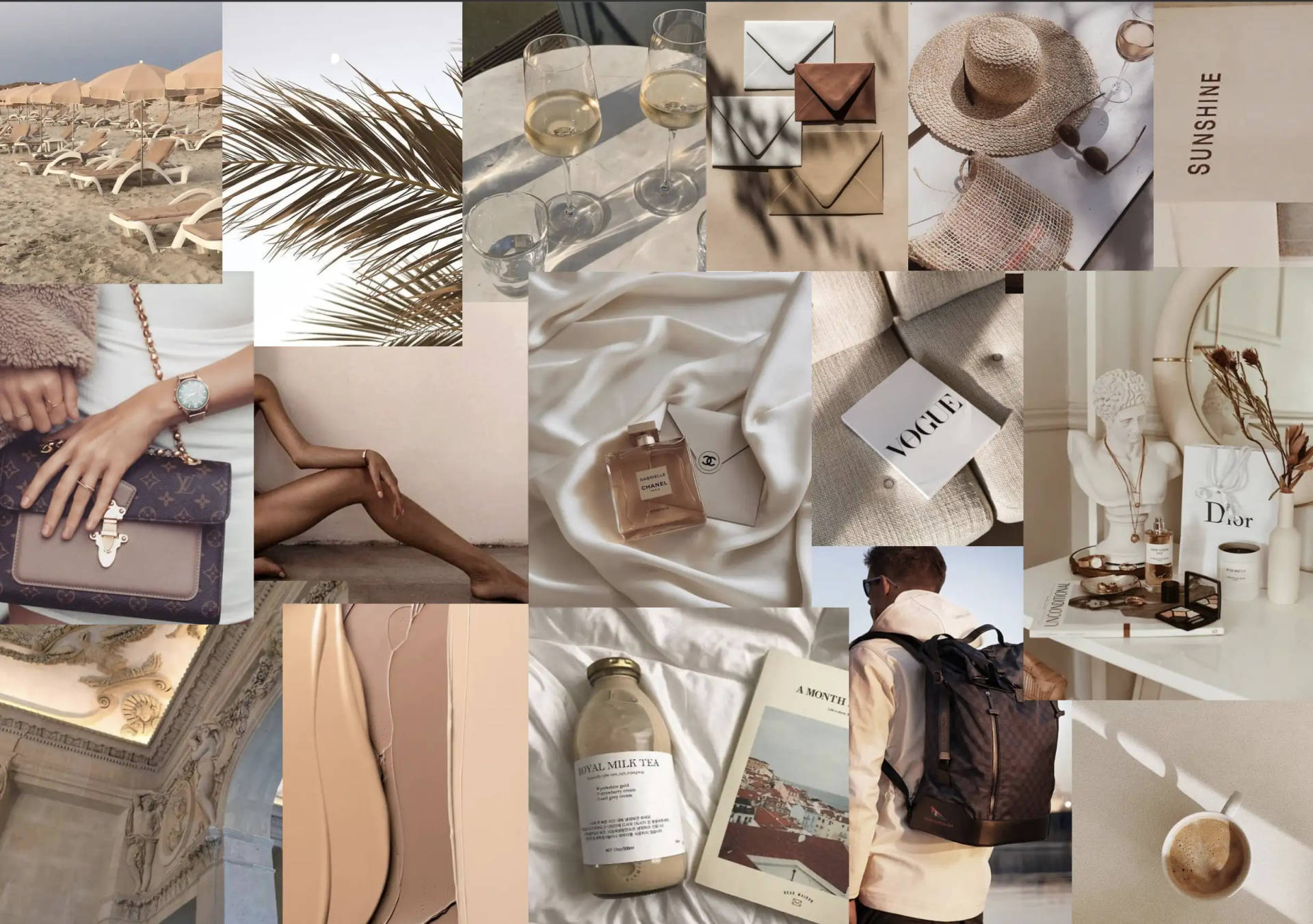 Classy Beige Aesthetic Laptop Collage Picture