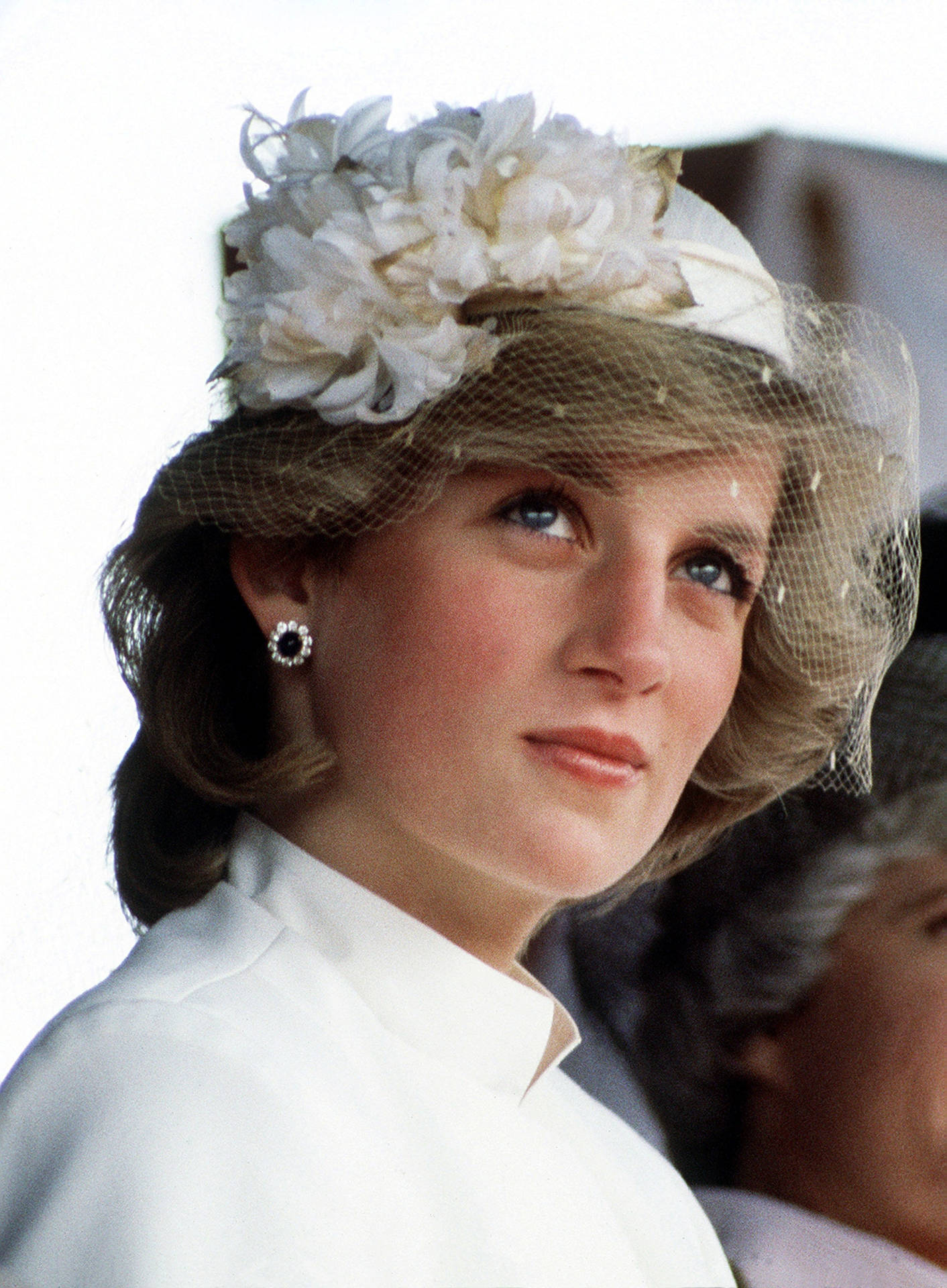 Fantastisk nærbillede af Prinsesse Dianas ikoniske blå øjne Wallpaper