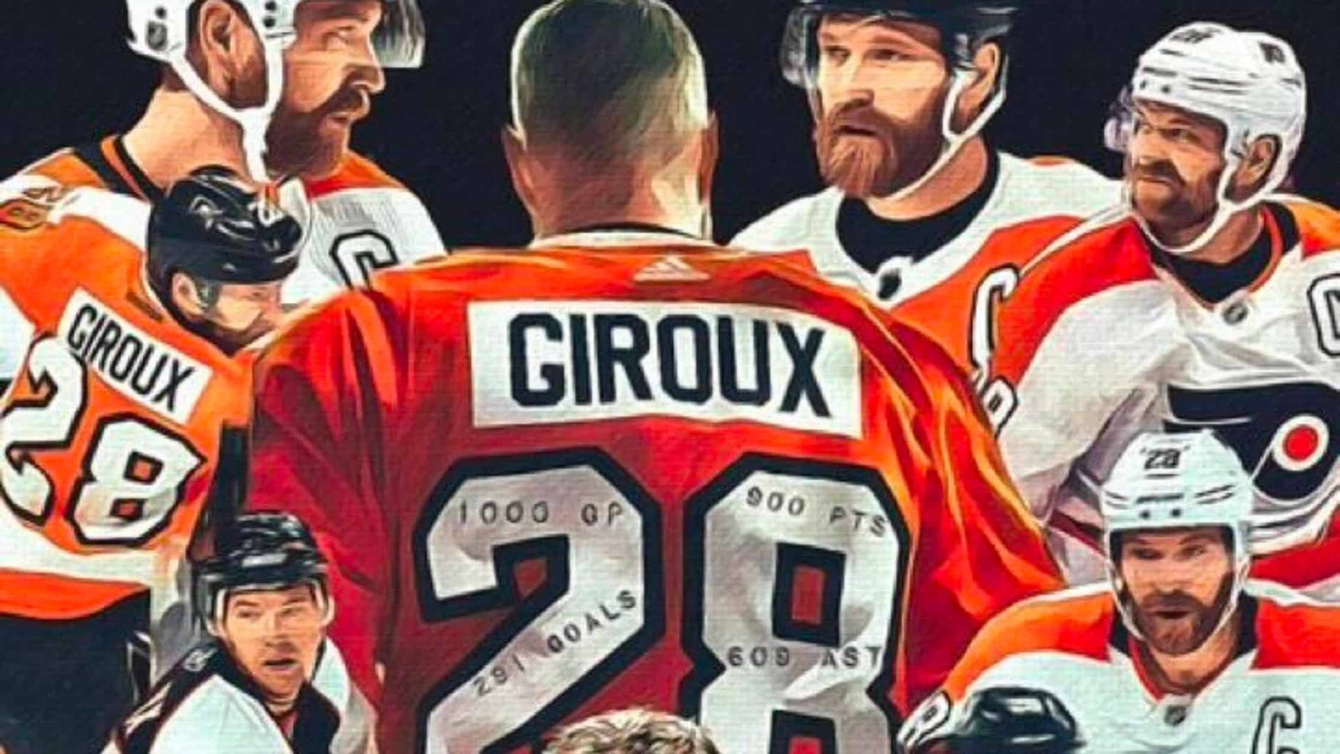 Collagede Claude Giroux De Los Philadelphia Flyers. Fondo de pantalla