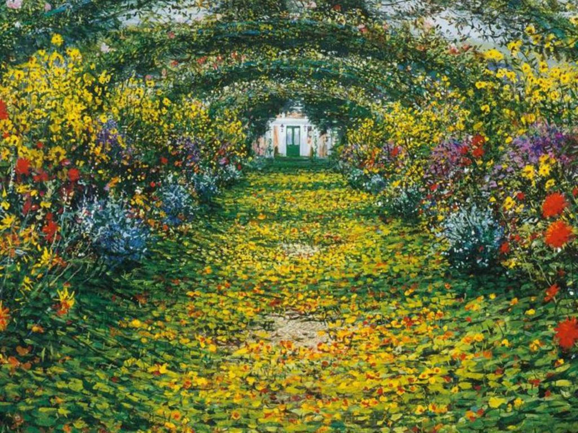 Claude Monet Garden At Arches Giverny Wallpaper