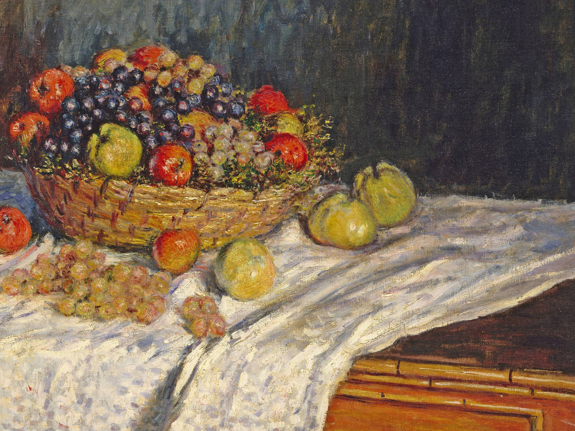 Claude Monet's Fruit Basket Art Wallpaper