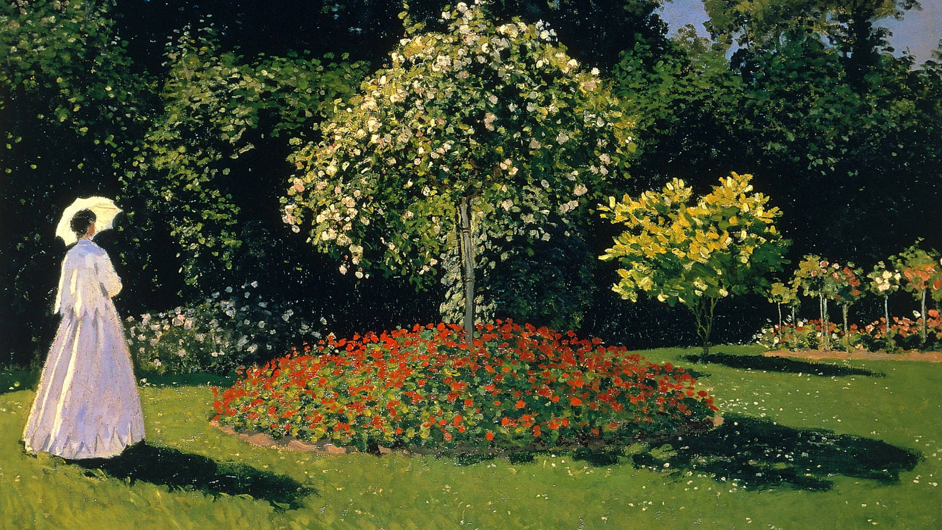 Claude Monet's Lady In The Garden Wallpaper