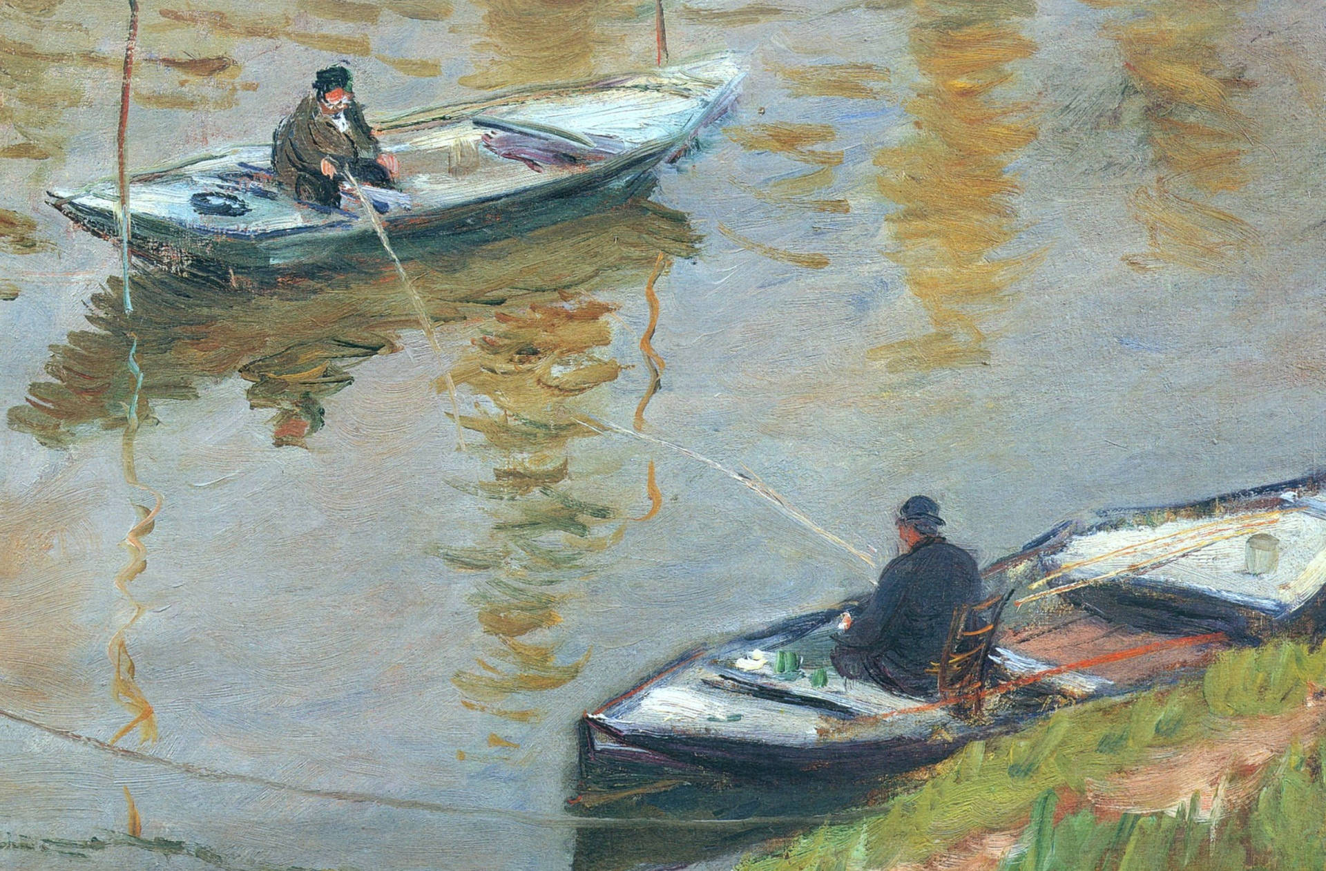 Claude Monet Two Anglers Wallpaper