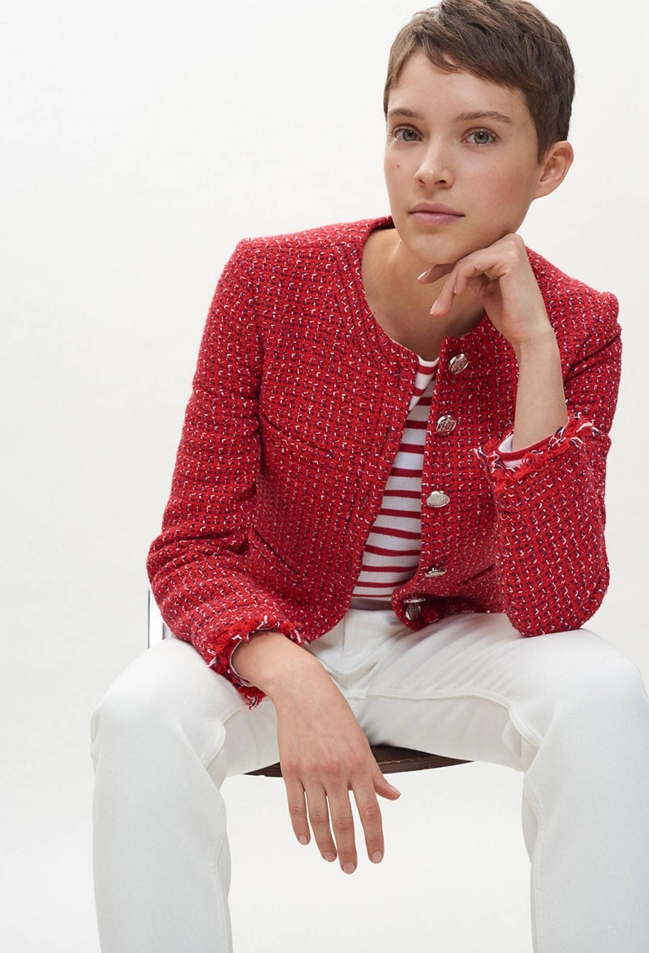 Claudie Pierlot Red Tweed Blazer Wallpaper