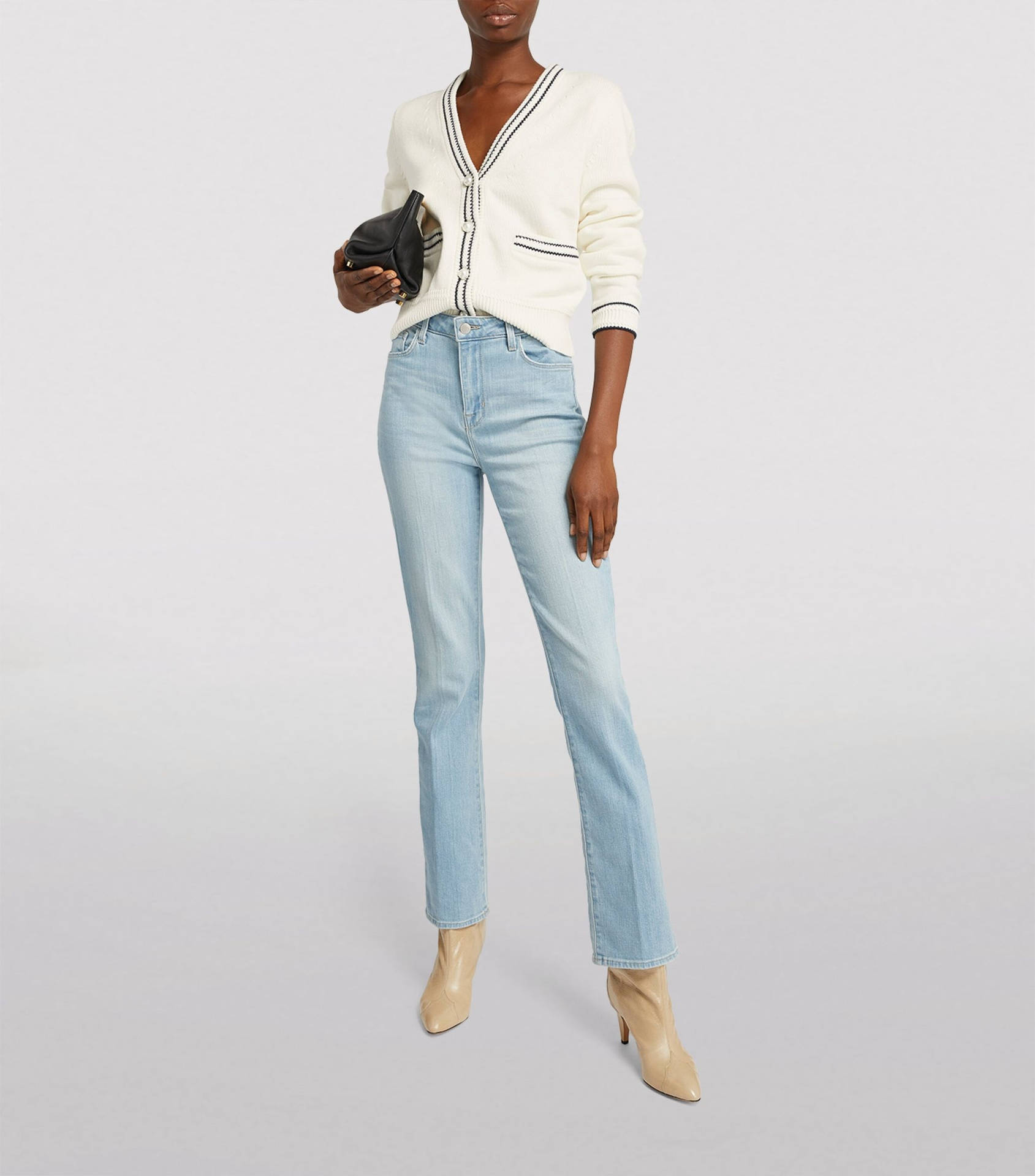 Claudie Pierlot White Cardigan And Jeans Wallpaper