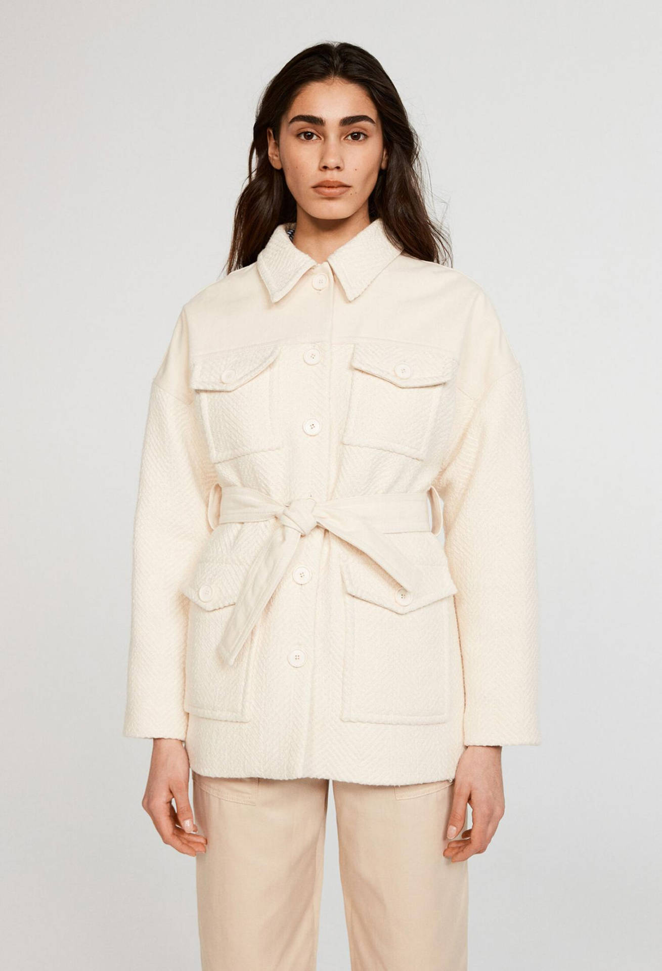Claudie Pierlot White Coat With Belt Wallpaper