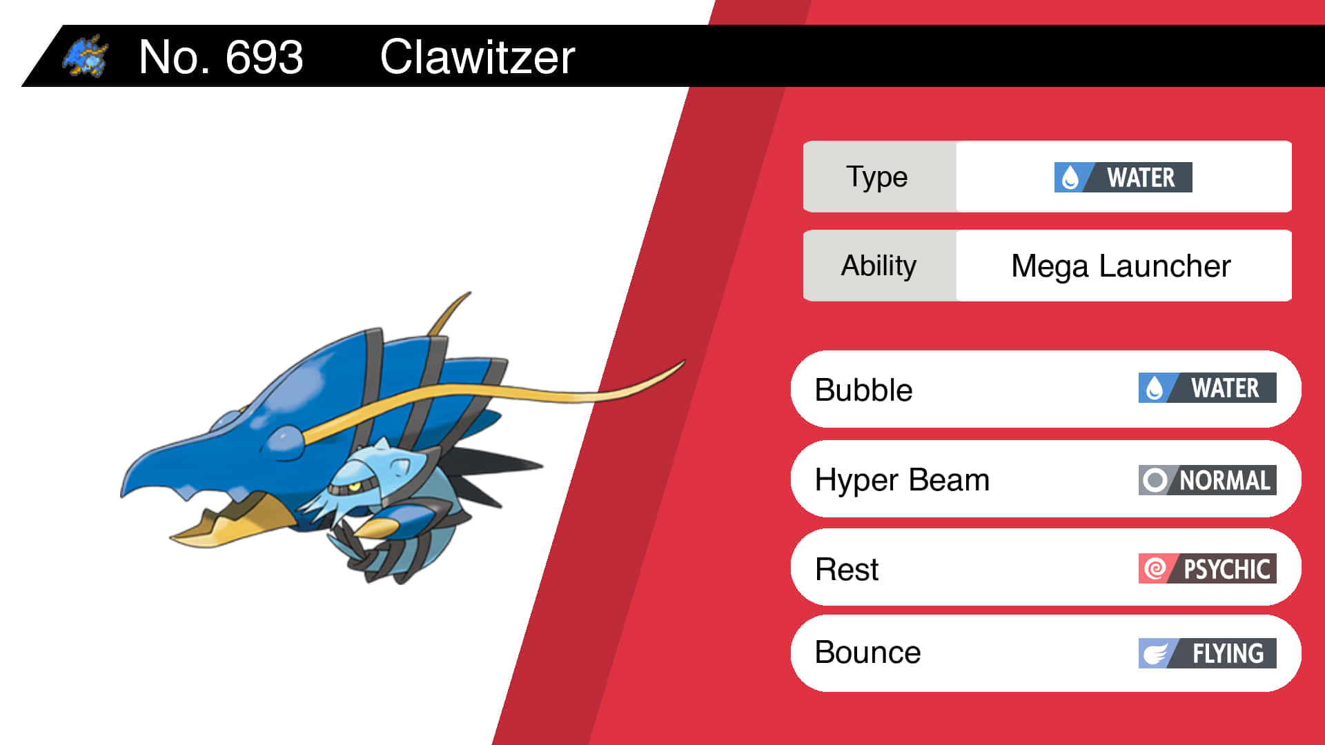 Clawitzer In-game Stats Wallpaper