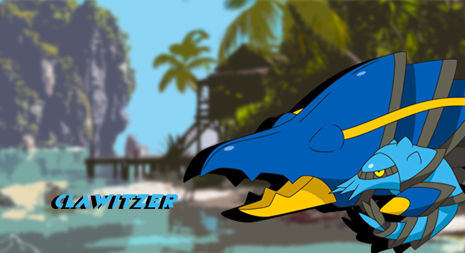 Clawitzer On Tropical Background Wallpaper
