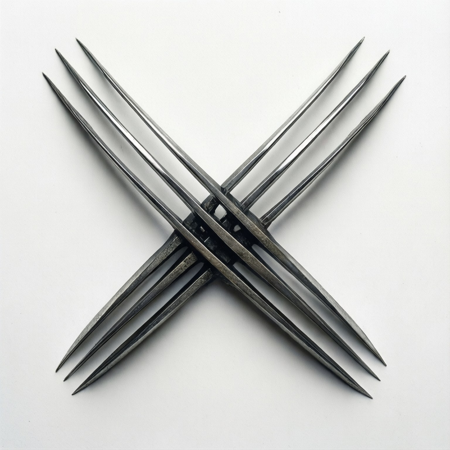 Top-down view of Wolverine's claws in X shape.