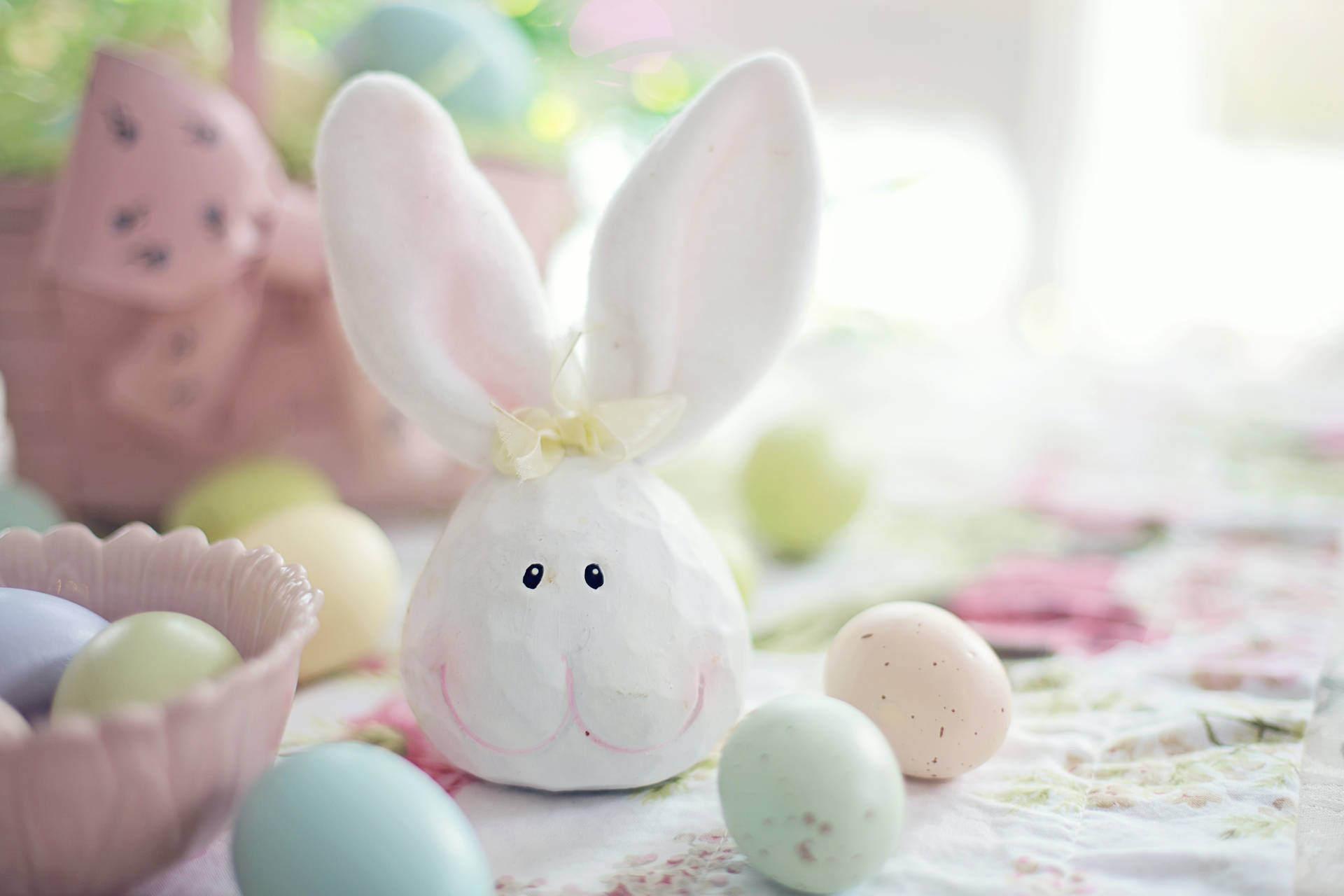 Clay Happy Easter Bunny And Pastel Eggs Wallpaper