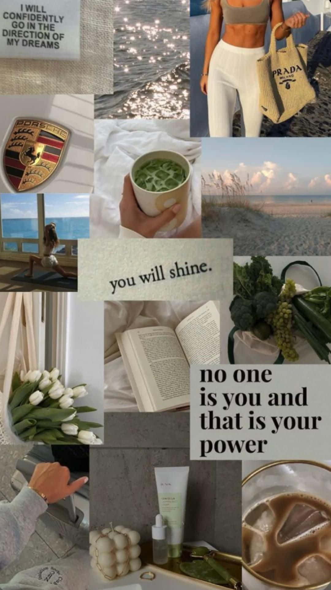 Clean Aesthetic Collage_ Motivation And Serenity Wallpaper