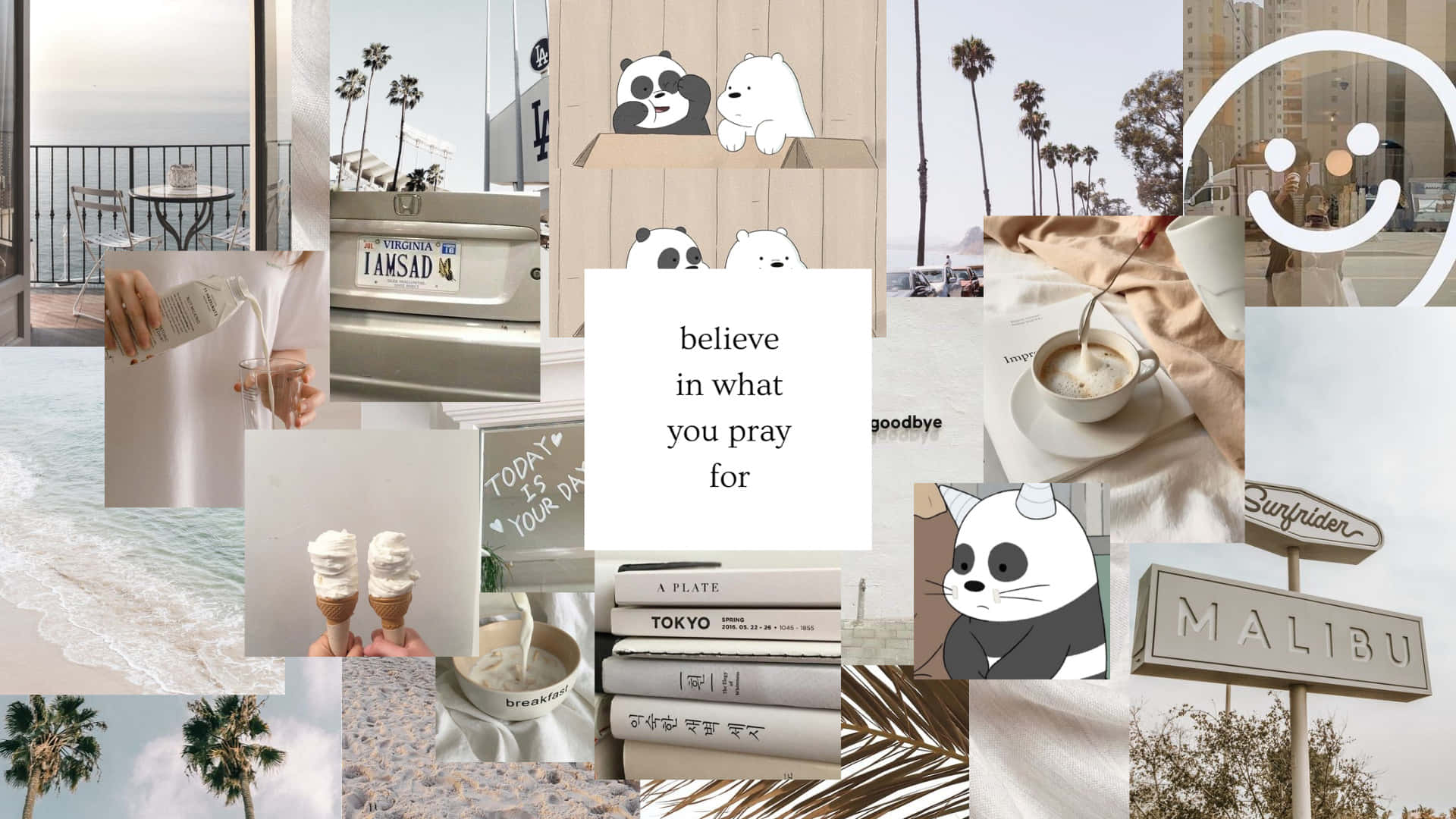 Clean Aesthetic Collagewith Inspirational Quote Wallpaper