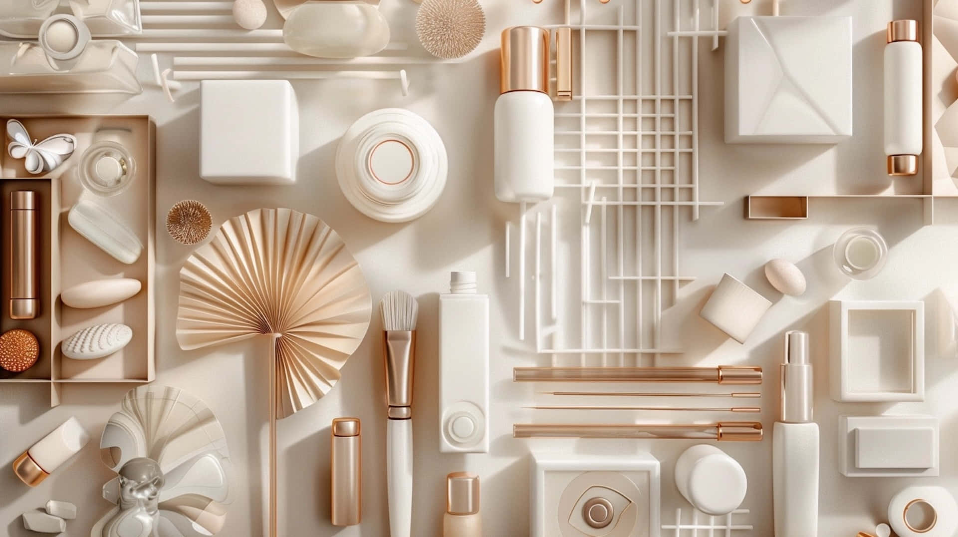 Clean Beauty Products Flatlay Wallpaper