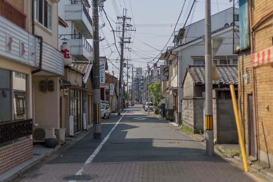 Clean Local Street In Japan Wallpaper