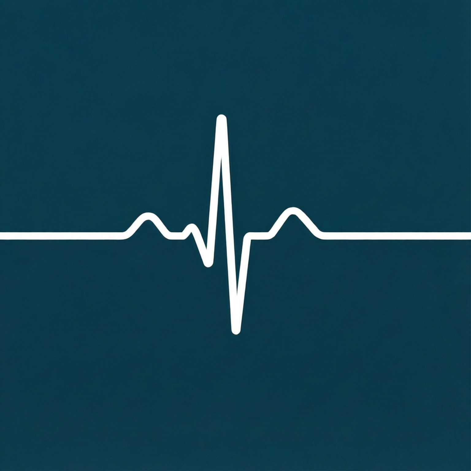 Flat white EKG on teal