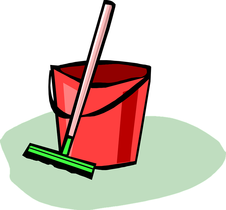 Cleaning Bucketand Mop Cartoon PNG