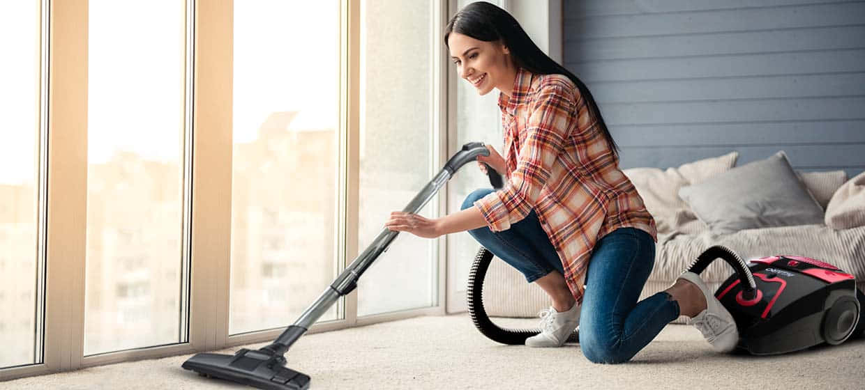 Girl Cleaning Floor With Vacuum Picture