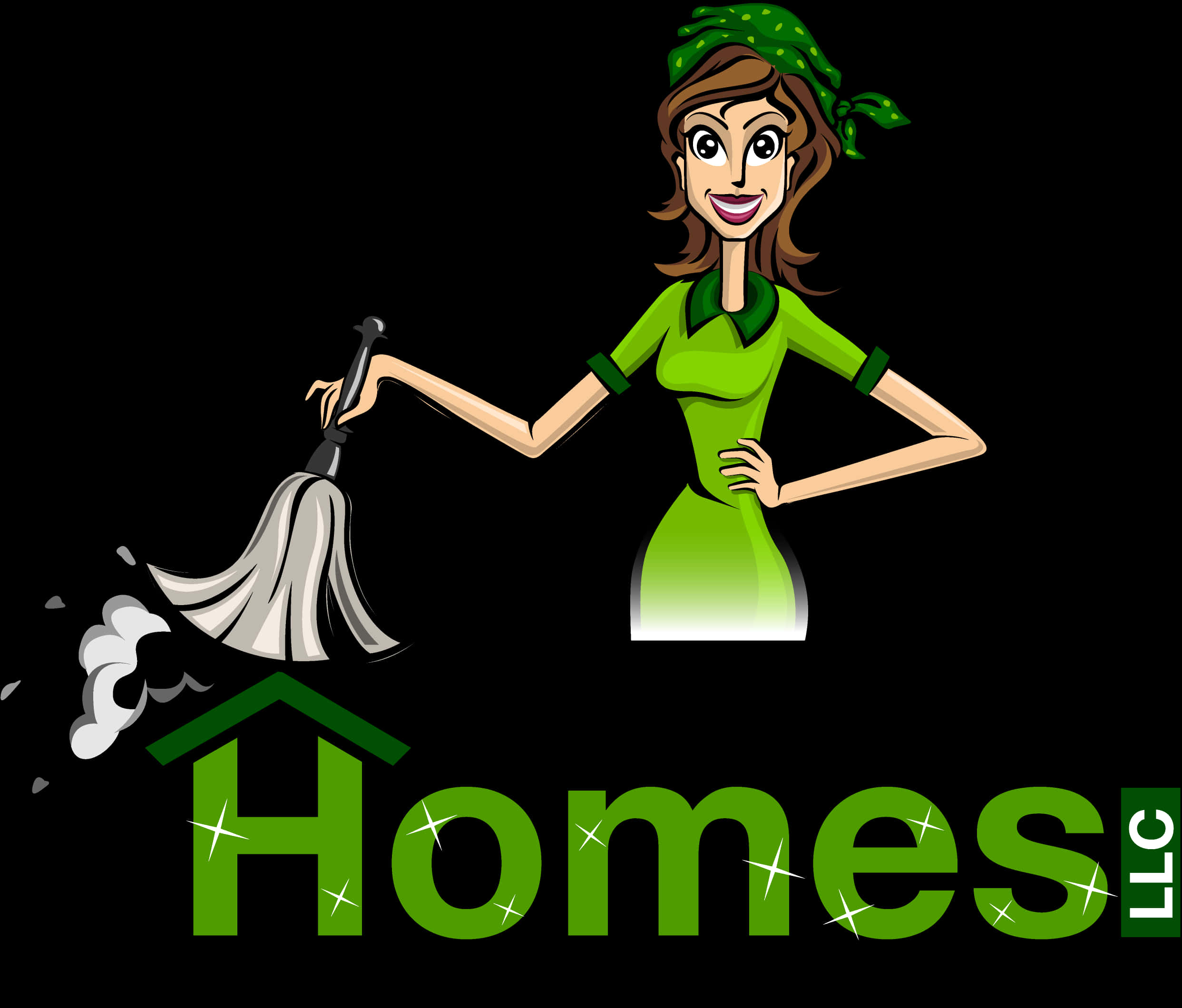 Cleaning Service Logo Cartoon Woman PNG