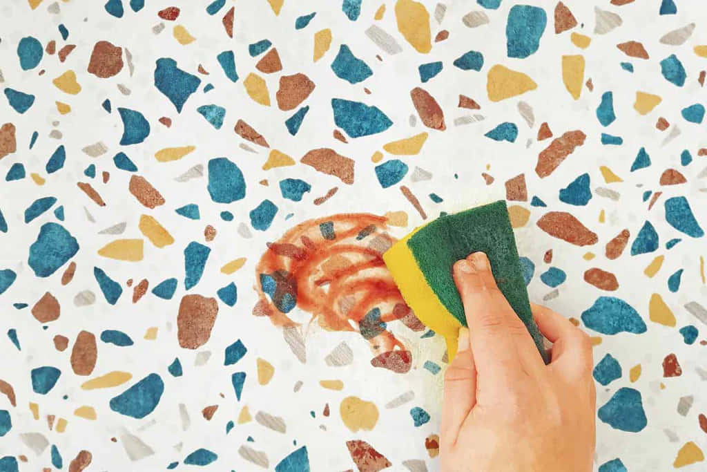 Cleaning Sponge Wiping Stain Wallpaper