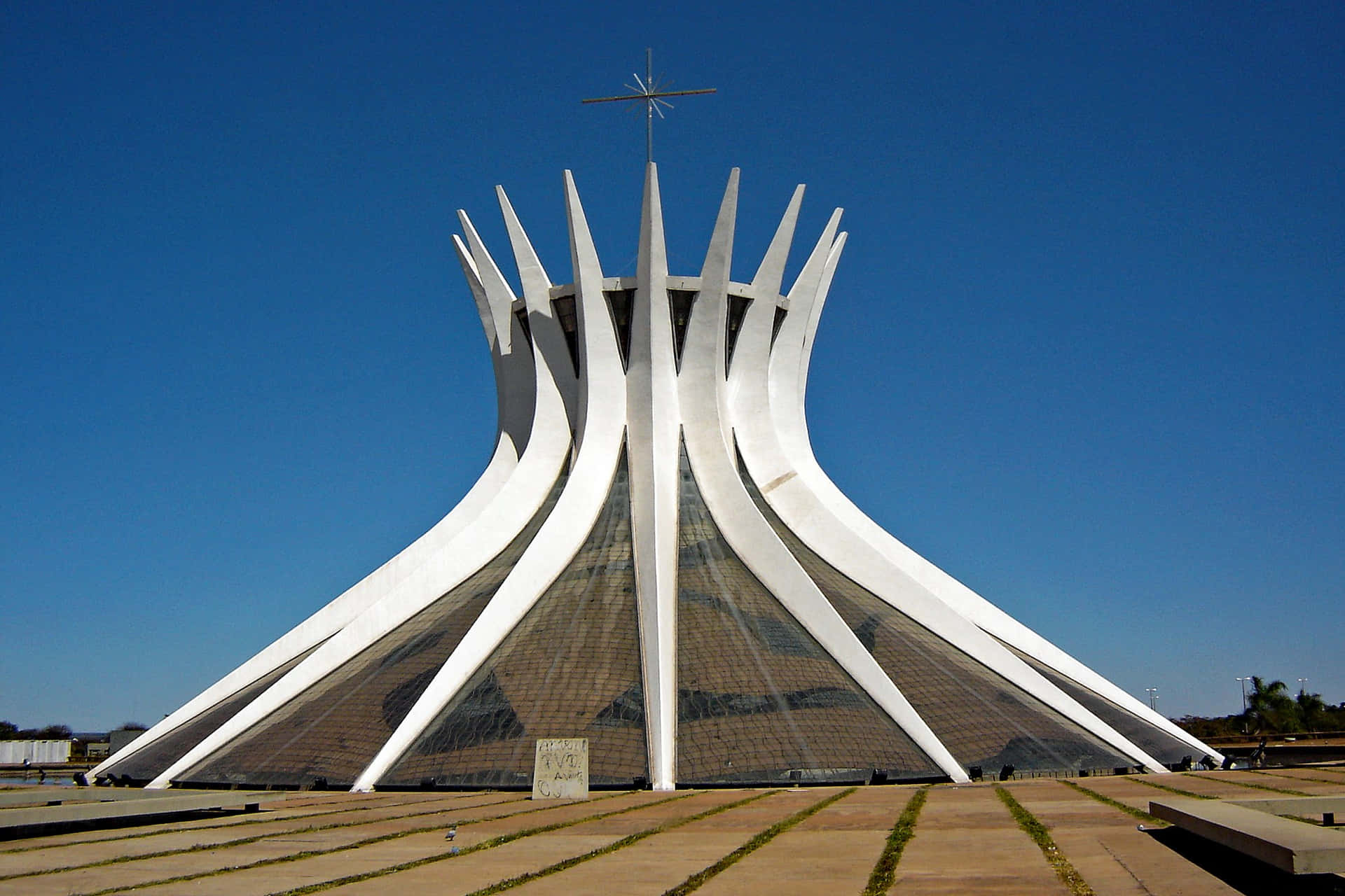 Clear Blue Sky Above Cathedral Of Brasilia Wallpaper